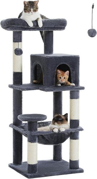 Purpurra Kratzbaum Katzenbaum mit Metall Plüsch Hängematte 116cm/ 143 cm