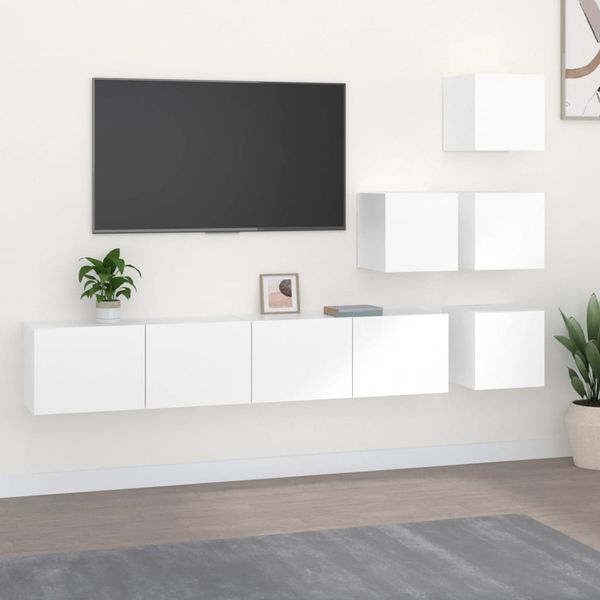 vidaXL TV-Wandschrank Weiß Holzwerkstoff 3114574