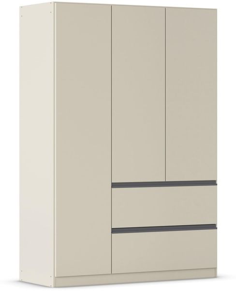 Rauch Möbel Costa, Kleiderschrank für Schlafzimmer, Kinderzimmer, Babyzimmer, Garderobe, Flur, 3-türig, 2 Schubladen, Push-to-Open, mit Zubehör Premium, Farbe Beige, Breite 136 cm