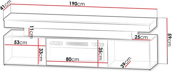 TV-Lowboard EF 2D Glossa Bis mit Kamin (Farbe: Wüstensand, mit weißer LED-Beleuchtung) Bild 5