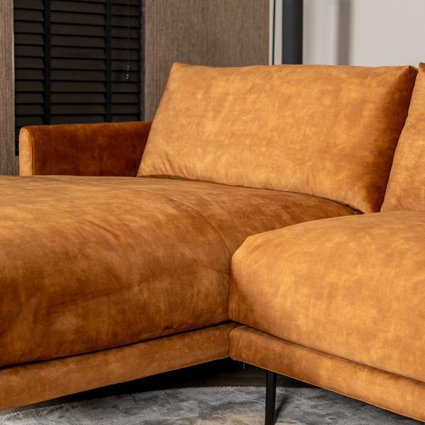 Bronx71 Ecksofa Denver Samt ockergelb/cognac links Bild 4