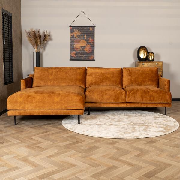 Bronx71 Ecksofa Denver Samt ockergelb/cognac links Bild 3