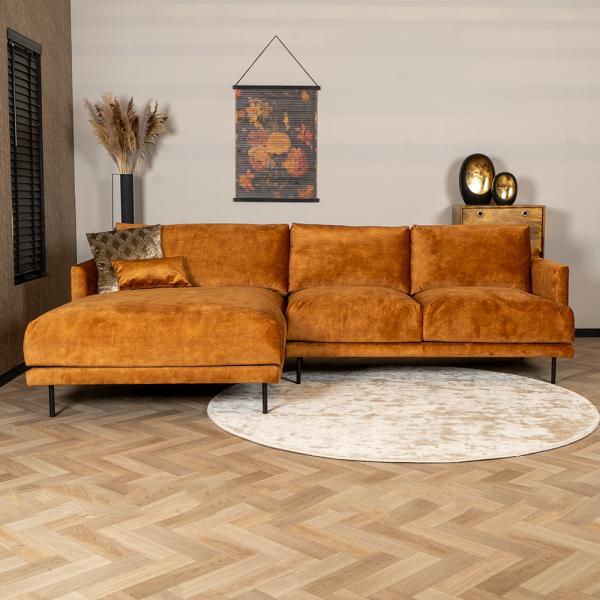 Bronx71 Ecksofa Denver Samt ockergelb/cognac links Bild 2