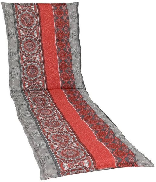 GO-DE Liegenauflage für Rollliegen, Baumwollmischgewebe rot/grau, 8 x 190 x 60 cm