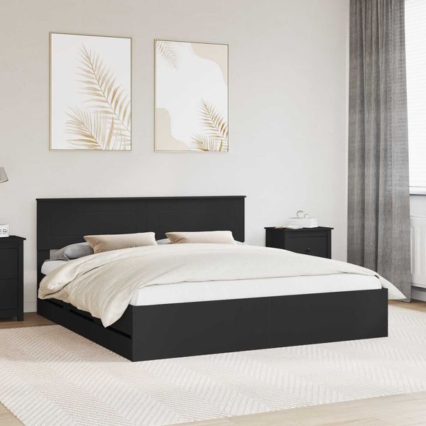 vidaXL Bettrahmen mit Schubladen Schwarz 180 x 200 cm Ingenieurs Holz 3407957