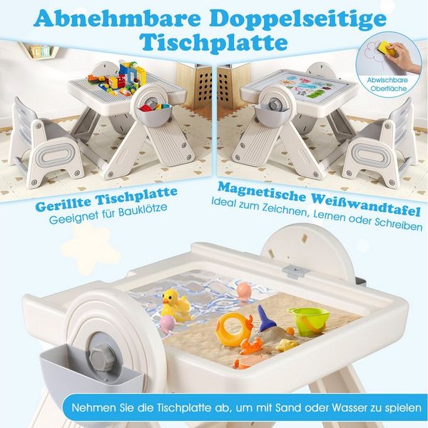 COSTWAY Kindersitzgruppe, (2-tlg), 6-in-1 Kindertisch Set mit Stuhl, klappbar