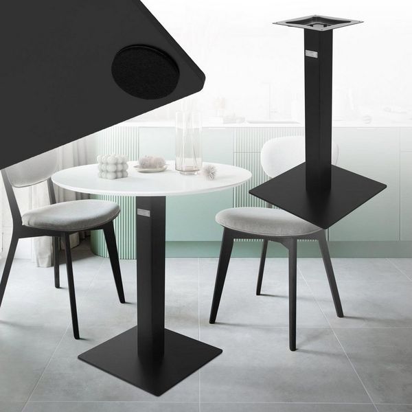 ML-DESIGN Tischbein Tischgestell mit Bodenplatte aus pulverbeschichteter Stahl Tischfuß, Tischuntergestell Höhe 72cm Schwarz Metall Bodenplatte Indoor/Outdoor