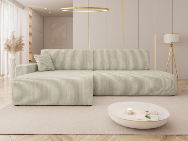 Ecksofa Pixalo O Cord (Farbe: Poso 100, Seite: Links)
