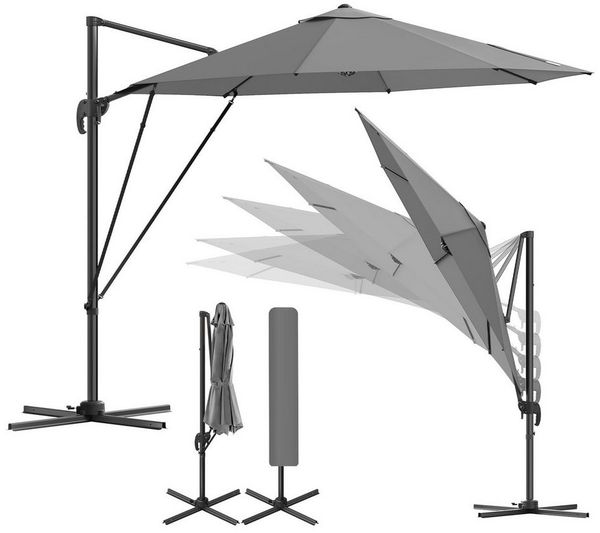 Woltu Sonnenschirm, Sonnenschutz UPF 50+, 360° drehbar, Sonnenparasol Aluminium Stahl