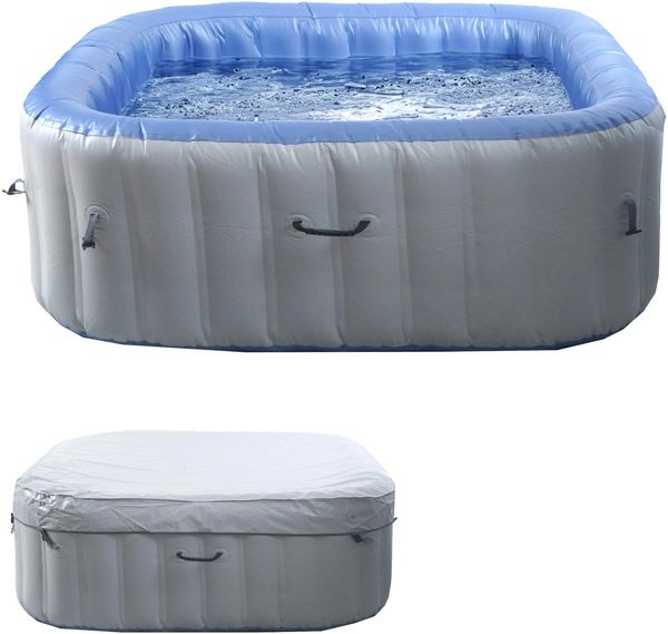Whirlpool HWC-N97, Ersatz-Pool 6 Personen, In-/Outdoor aufblasbar PVC laminiert, eckig 198cm, grau-blau