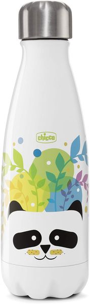 Chicco Edelstahl Thermosflasche Drinky Panda, Wiederverwendbare Baby Thermosflasche für Heiße und Kalte Getränke, Temperatur Wird bis zu 6 Stunden Gehalten, Langlebige Kinder Thermosflasche, 350 ml