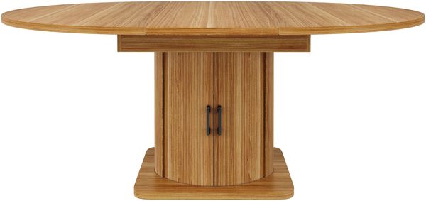 Merax Esstisch ausziehbar, Esszimmertisch, Küchentisch, Runder Esstisch, ausziehbar zu oval, 118-158 cm, Platz für bis zu 6 Personen, Esstisch mit Schubladen, dunkelbrau Bild 8