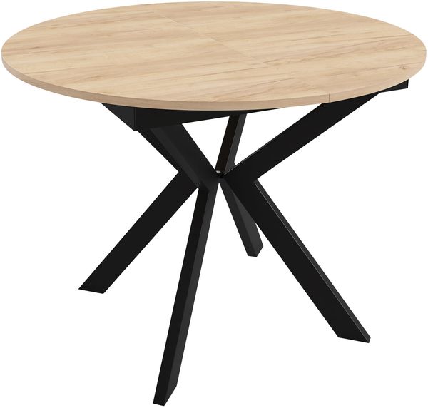 Esstisch Lagrik 100 mit Einlegeplatte, Beine aus Stahl (Farbe: Schwarz / Eiche Craft Gold) Bild 3