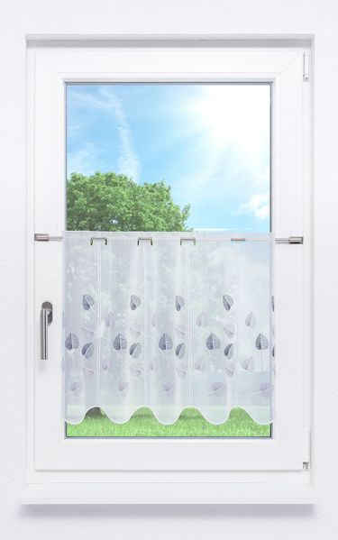 Scheibengardine Lysel - Designblätter (Bx H) 48cm * 50cm Grau/Grau