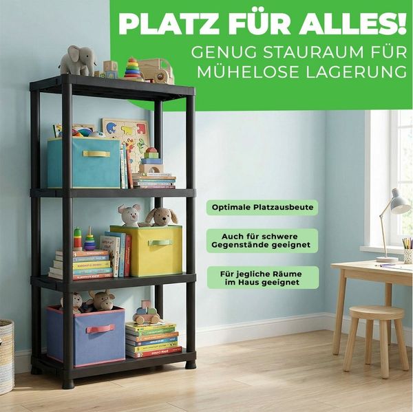 ONDIS24 Steckregal 3x Kunststoffregal, 60 x 30 x 131 (H) cm, 4 Böden, Schwerlastregal, bis zu 80 kg, Regal, Lagerregal - 3er Pack