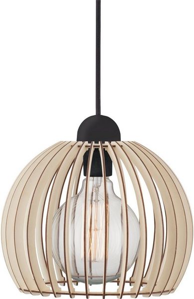 Nordlux Schwarze Pendelleuchten Chino 25 Ø 25 Cm Braun 1-flammig Kugelförmig, Braun, schwarz, Holz, Kunststoff, Stoff, 84823014