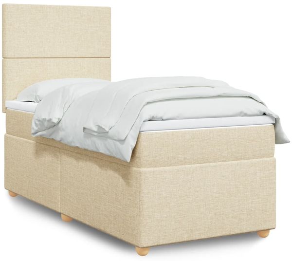 vidaXL Boxspringbett mit Matratze Creme 90x200 cm Stoff 3291161