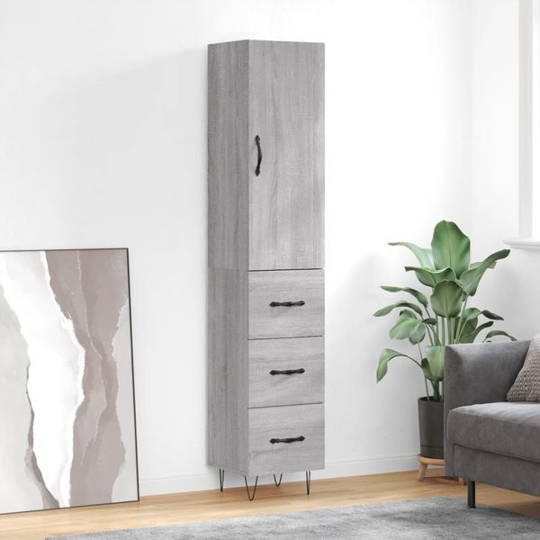 vidaXL Highboard Grau Sonoma 34,5x34x180 cm Holzwerkstoff 3198887