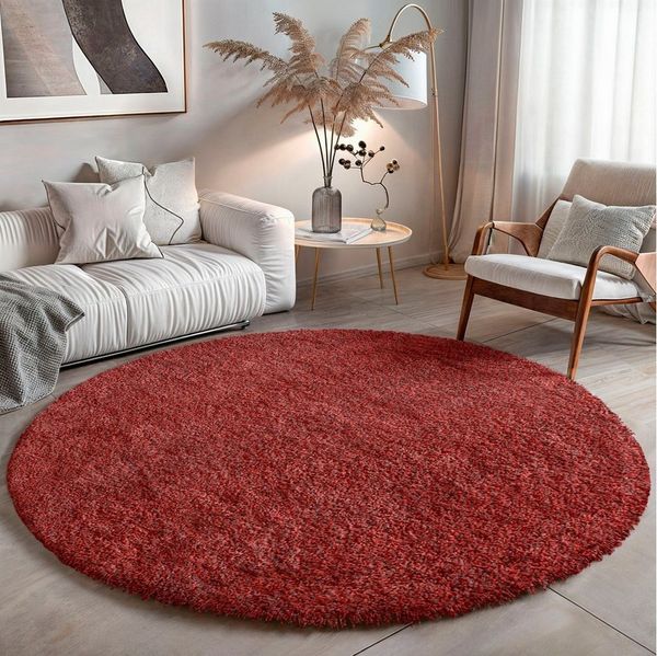 OTTO home Hochflor-Teppich Banji, rund, Höhe: 37 mm, Uni Farben, weich und flauschig, auch als rechteckig erhältlich