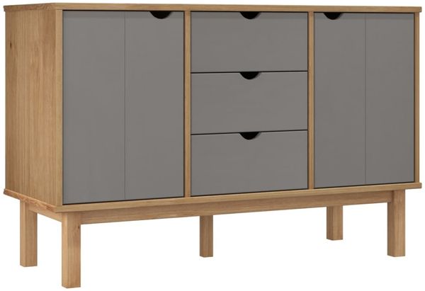 Sideboard, Kommode Braun&Grau 113,5x43x73 cm Massivholz Kiefer