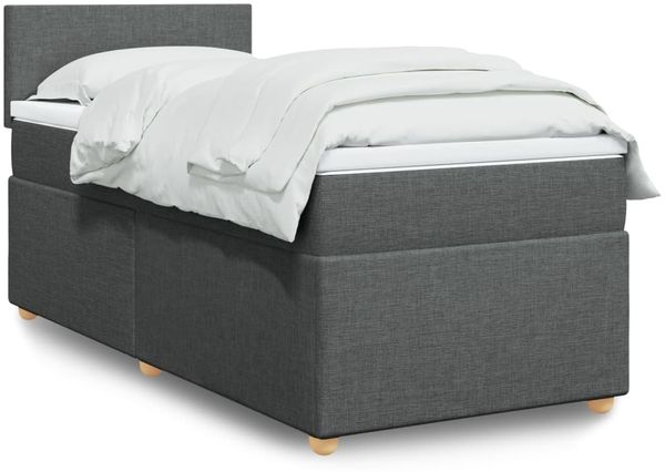 vidaXL Boxspringbett mit Matratze Dunkelgrau Stoff 3286856