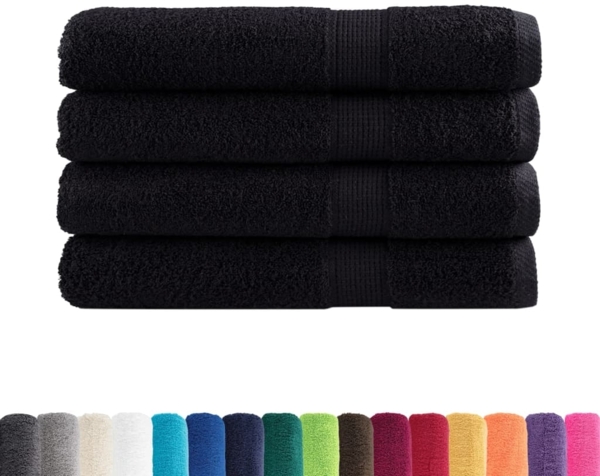 vidaXL Premium-Saunatücher SOLUND 4 Stk. Schwarz 80x200 cm 600 g/m² 137435