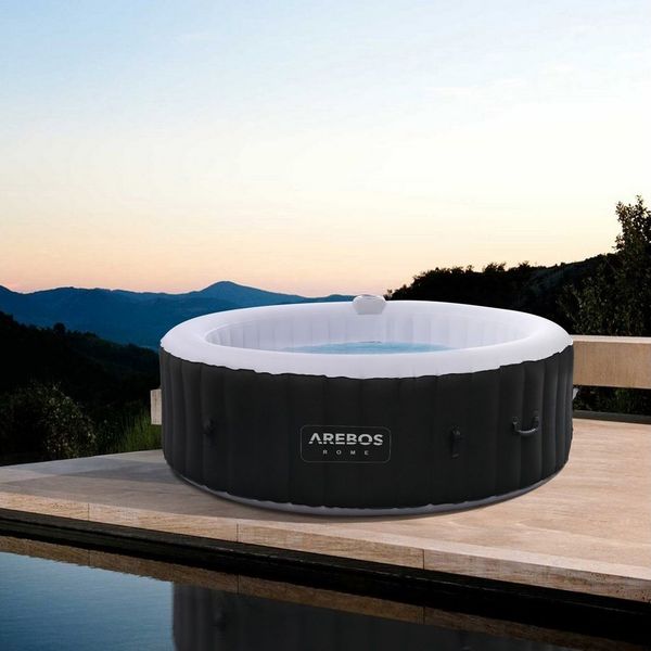 Arebos Whirlpool ROME aufblasbar für bis zu 6 Personen mit 130 Massagedüsen, (Komplett-Set, 208 x 208 cm), für Outdoor & Indoor