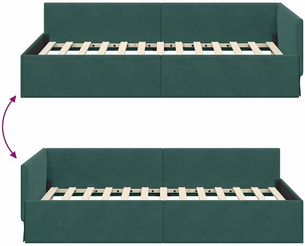 vidaXL Eckbettgestell mit Kopfteil Dunkelgrün 80 cm x 200 cm Samt 42016063 Bild 9