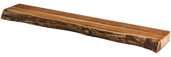 Wandregal Akazienholz massiv, modernes Design mit Baumkante, Natur, 150 cm breit