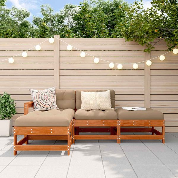 vidaXL Garten-Lounge-Set 4 pcs Wachsbraun Massives Kiefernholz 3418114