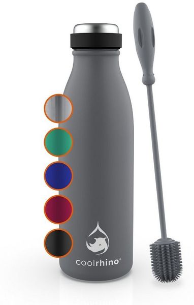 coolrhino Isolierflasche rhinoTherm2 Edelstahl Trinkflasche 500 ml / 1 liter, Thermosflasche BPA frei mit Reinigungsbürste, Spülmaschinenfest