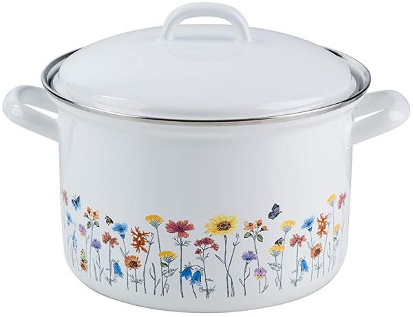 Riess Fleischtopf Flora mit Deckel Ø22cm 4,5 Liter Emaille Country