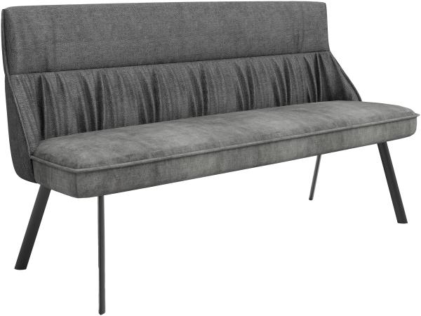 byLIVING Bank CALIFORNIA / Rücken Webstoff anthrazit / Sitz Vintage-Velvet anthrazit mit Keder / Gestell Metall schwarz / Bank mit Rückenlehne / B 180, H 88, T 63 cm