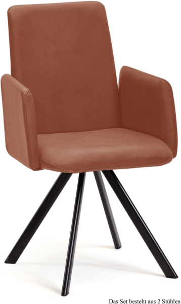 Armlehnstuhl (2er-Set) Daune 52x92x60 Schwarz/Cognac