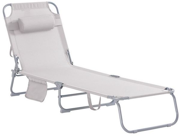 SoBuy Gartenliege Sonnenliege klappbar, Liegestuhl Relaxliege Gartenmöbel Terrasse, Große Sonnenliege, klappbarer Liegestuhl, mit Kopfstütze, verstellbar