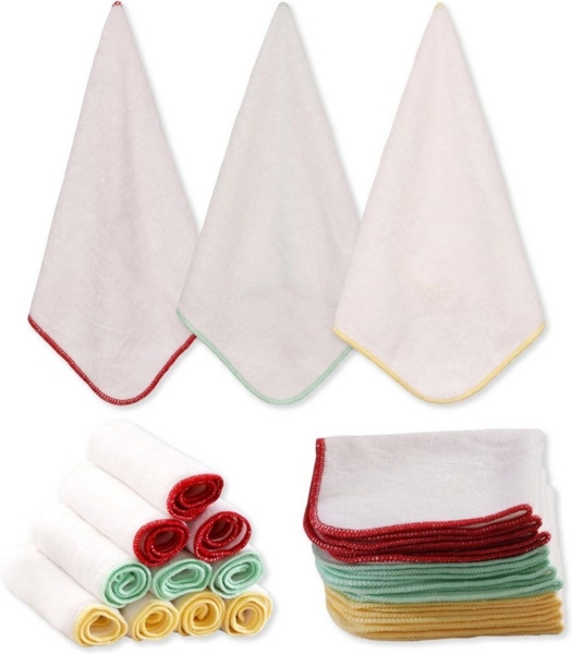 Montegoni Waschlappen Flanell Baby Waschlappen, (12 Stück weiß 25x25cm), BESTE QUALITÄT - 100% Bambus Bild 5