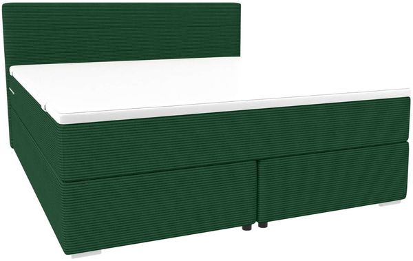 Boxspringbett Valerio Cordstoff - Cordstoff - dunkelgrün - 180x200 cm