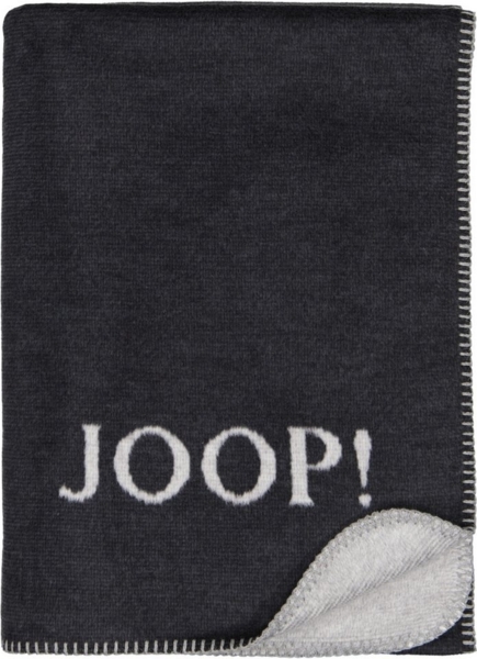 JOOP! Plaid / Decke MELANGE Doubleface Anthraz. -Silber 150x200 cm