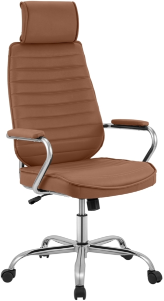 CLP Bürostuhl Rako Kunstlederbezug höhenverstellbar drehbar mit Kopfstütze,hellbraun