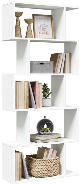 vidaXL Raumteiler Bücherregal 5-stufig Weiß 70x24x161 cm Holzwerkstoff 858093