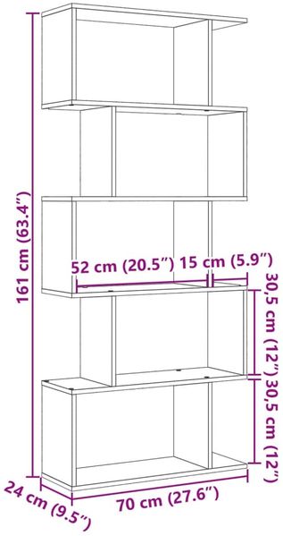 vidaXL Raumteiler Bücherregal 5-stufig Weiß 70x24x161 cm Holzwerkstoff 858093 Bild 11