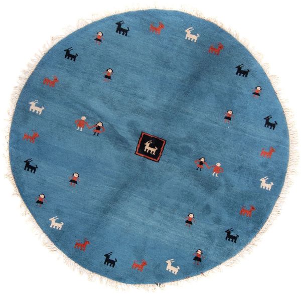 Gabbeh Teppich - Indus rund - 195 x 195 cm - blau