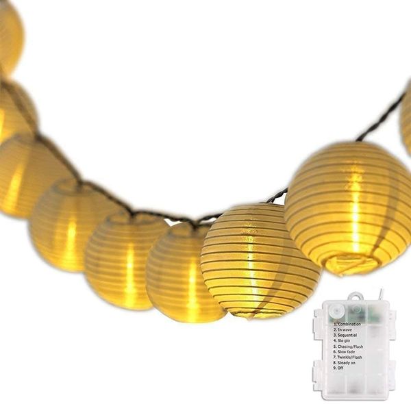 SALCAR 10m Lampion LED Lichterketten Batteriebetriebene, 40er LED Laternen Lichterkette Auße Beleuchtung für Garten, Terrasse, Hof, Haus - Warm