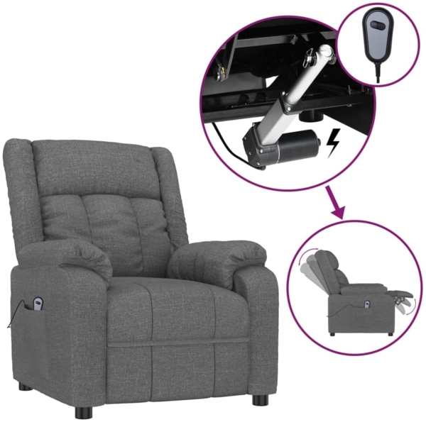 vidaXL Relaxsessel Elektrisch Dunkelgrau Stoff 3143568