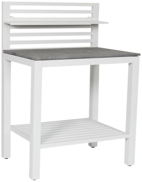 Outdoor Küche Bellac von Brafab aus Aluminium und Stein, modern, Weiß und Grau, inkl. Regal