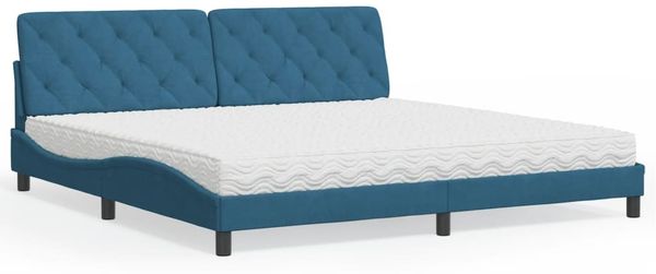 vidaXL Bett mit Matratze Blau 200x200 cm Samt 3208680