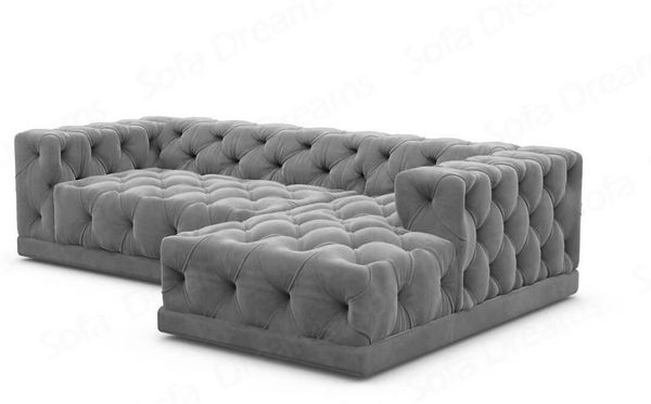 Samtstoff Ecksofa Palma L Form - Samtstoff - dunkelgrau - Rechts