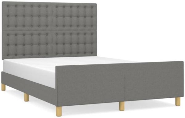 Doppelbett mit Kopfteil Stoff Dunkelgrau 140x200 cm Bild 6