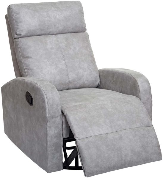 Fernsehsessel HWC-A54 Premium, Relaxsessel Schaukelstuhl Wippfunktion, drehbar ~ Stoff/Textil hellgrau