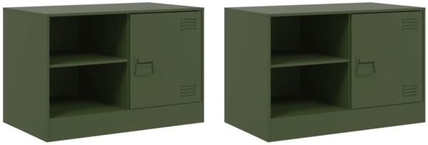 vidaXL TV-Schränke 2 Stk. Olivgrün 67x39x44 cm Stahl 841700
